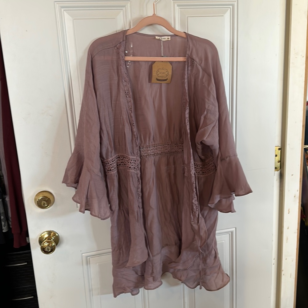 Flowy purple top with tie front